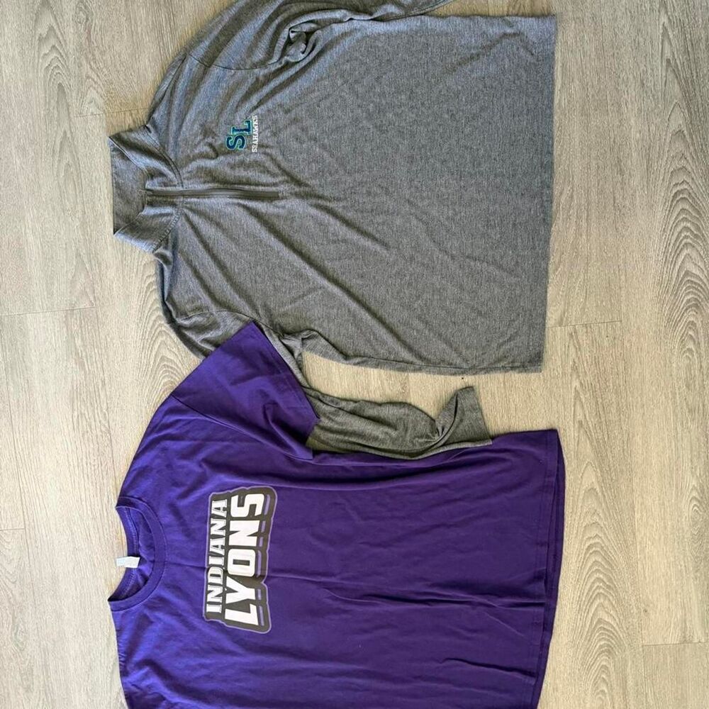 Men's Purple and Grey T-shirt